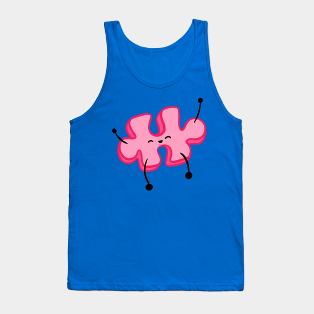 Happy Pink Jumping Jigsaw Puzzle Piece Tank Top by Squeeb Creative